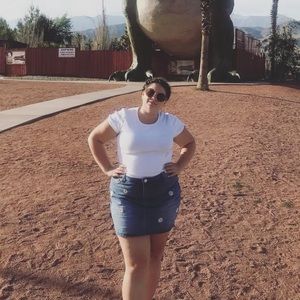 Denim miniskirt with Daisy embroidery